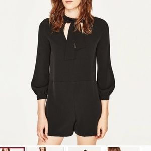 Zara black rompers bow tie